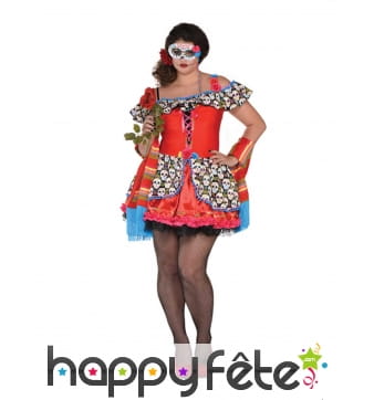 Robe rouge sexy dia de los muertos grande taille