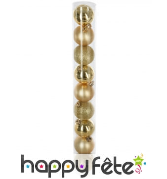 Set 9 Boules de Noël Dorées Assorties, 6cm