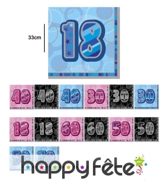 Serviettes âge bleues, noires ou roses