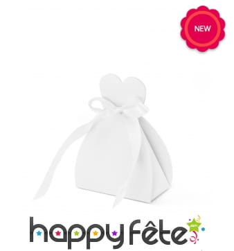 Sachet à dragées en carton blanc de 9cm, par 10