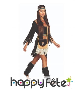 Sac bandoulière beige à franges blanches