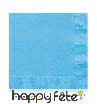 Serviettes bleu ciel en papier, par 50