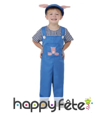 Salopette bleue de petit cochon pour tout petit