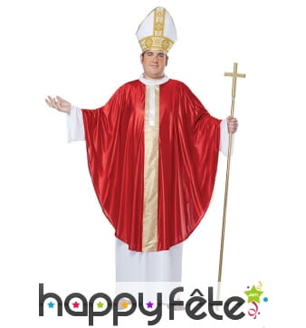 Soutane blanche et rouge de pape avec chapeau