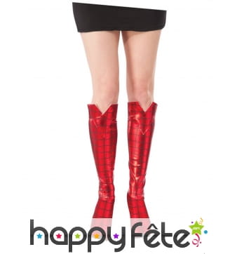 Sur-bottes Spiderman rouge métallisé pour femme
