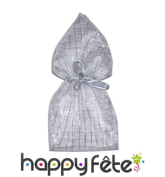 Sac cadeau blanc argenté en tissu