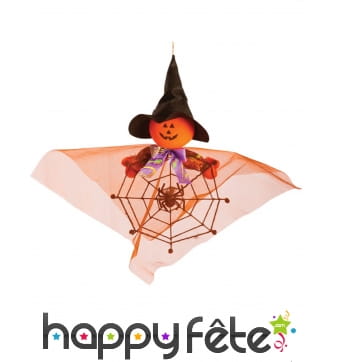 Suspension citrouille sur sa toile 40 cm