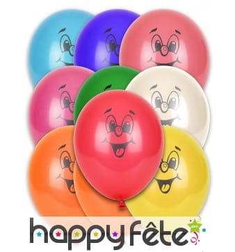 Sachat de 10 ballons visage souriant