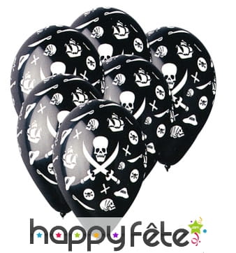 Sachet de 10 ballons imprimés pirate