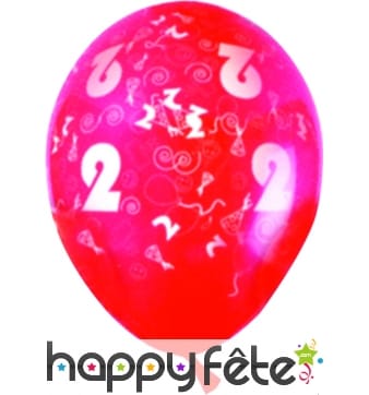 Sachets de 10 ballons chiffre 2