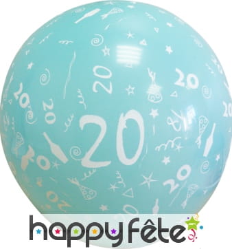 Sachets de 10 ballons chiffre 20