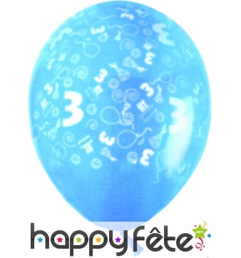Sachets de 10 ballons chiffre 3