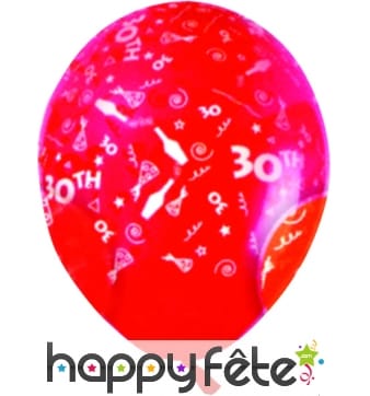Sachets de 10 ballons chiffre 30