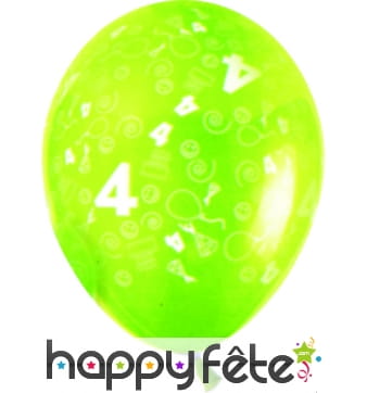 Sachets de 10 ballons chiffre 4