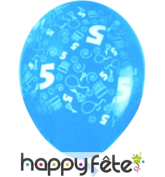 Sachets de 10 ballons chiffre 5