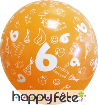 Sachets de 10 ballons chiffre 6