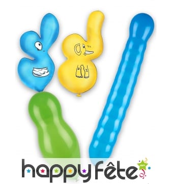 Sachet de 4 ballons en forme d'animaux