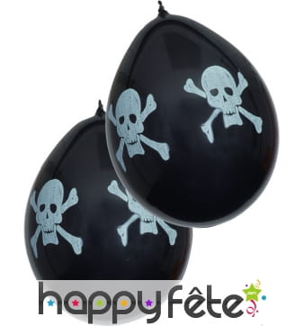 Sachet de 6 ballons tête de mort