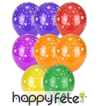 Sachet de 8 rallons motifs étoilés