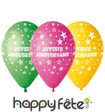 Sachet de ballons joyeux anniversaire