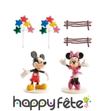 Set de déco Mickey et Minnie pour gâteau de 8,5 cm
