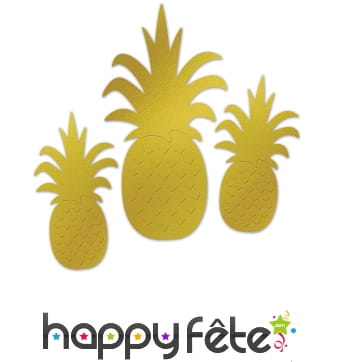 Silhouettes dorées d'ananas en aluminium