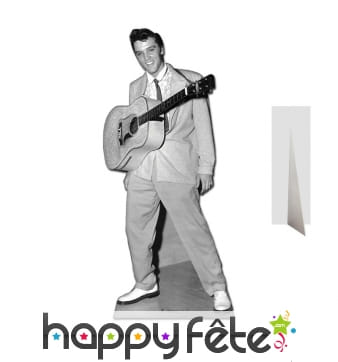 Silhouette du King avec sa guitare, noir et blanc