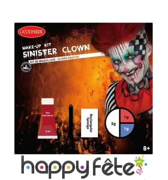 Set de maquillage clown tueur pour adulte