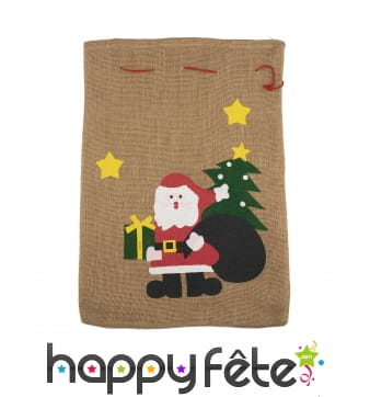 Sac de Noël en toile de jute de 50 x 35cm
