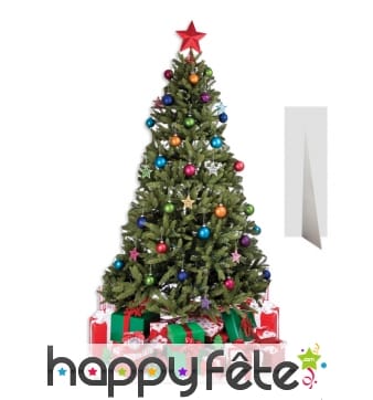 Sapin de Noël en carton plat décoré