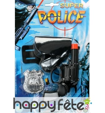 Set de police - révolver+holster et badge