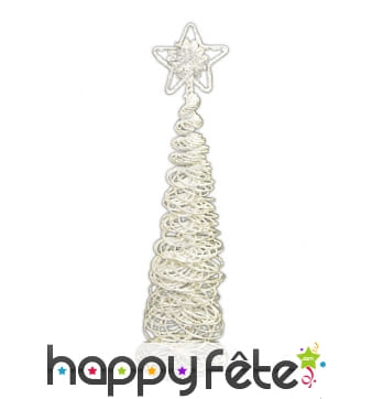 Sapin de table moderne blanc argenté de 27cm