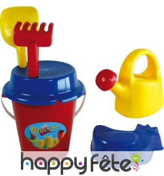 Seau et arrosoir de plage avec accessoires