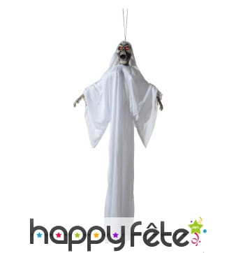 Squelette fantôme blanc à suspendre, yeux lumineux