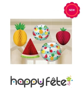 Suspensions fruits d'été en papier alvéolé