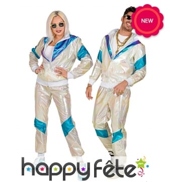 Survêtement holographique années 80 pour adulte