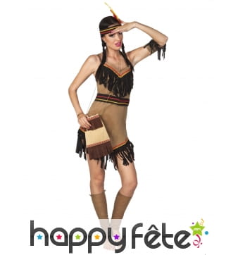 Sac indien beige avec franges marrons