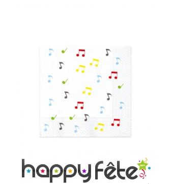 Serviettes imprimées de notes de musique colorées