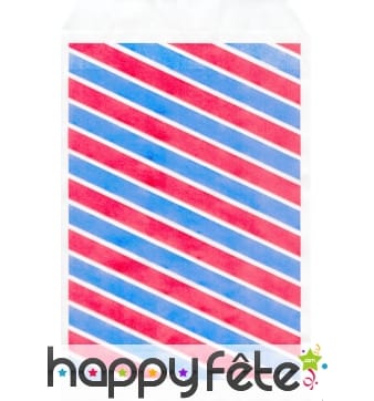 Sac kraft alimentaire blanc imprime bleu et rouge