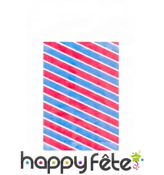 Sac kraft alimentaire blanc rayures bleues/rouges