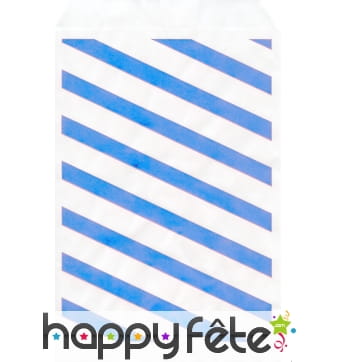 Sac kraft alimentaire blanc rayures bleues