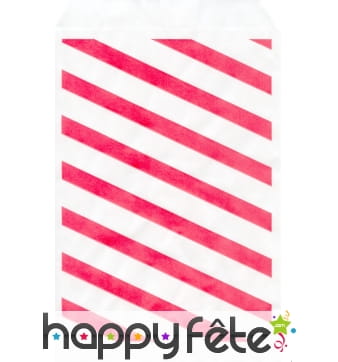 Sac kraft alimentaire blanc rayures rouges
