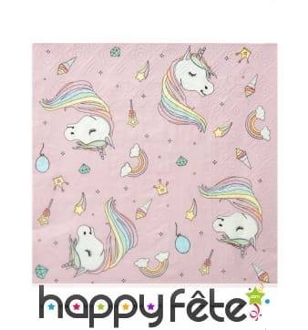 Serviettes licorne de 33cm, par 20