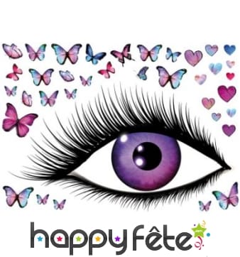 Stickers muraux papillons et oeil multicolores