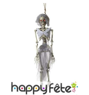 Squelette mariée yeux lumineux à suspendre