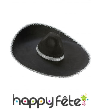 Sombrero noir contour argenté