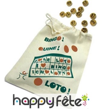 Sac pour jetons de loto en toile