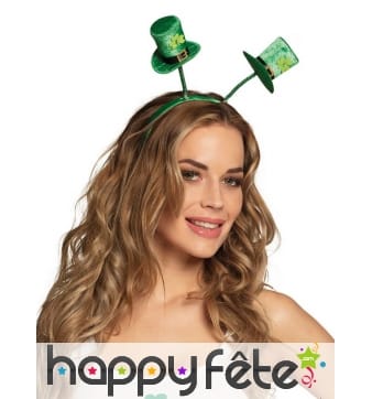 Serre-tête avec chapeaux Saint Patrick sur ressort