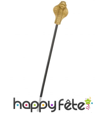 Sceptre tête de serpent doré, 58cm