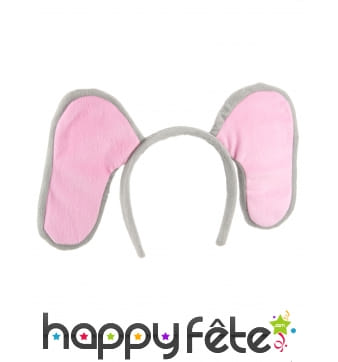 Serre tête éléphant gris rose pour adulte